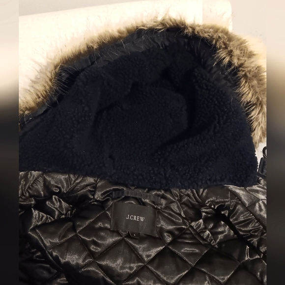 J. Crew Blue and Brown Parka Jacket with Faux Fur Hood - Picture 9 of 9
